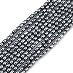 Шифер Серый Гальванические оболочки жемчужные бусы пряди, рис, шифер серый, 3x2.5 мм, отверстие : 0.8 мм, около 119 шт / нитка, 15.94'' (40.5 см)