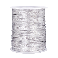 Silver Polyester Cord, for Knitting Chinese Knots, Silver, 2mm, about 109.36 Yards(100m)/Roll