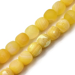 Желтый Нити окрашенных и нагретых натуральных агатовых бус с огненным кракелюром, матовые барабанные бусины, желтые, 9x9 мм, отверстие : 1 мм, около 40 шт / нитка, 13.98'' (35.5 см)