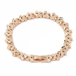 Heart Brass Link Chain Bracelets for Women Men, Light Gold, Heart, 7-1/8 inch(18cm), Link: 10x8x3mm