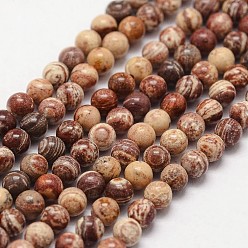 Other Jasper Natural Wave Jasper Beads Strands, Round, 3mm, Hole: 0.5mm, about 125pcs/strand