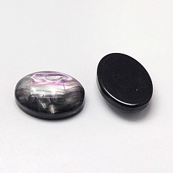 Black Resin Cabochons, Imitation Shell, Oval, Black, 18x13x4mm