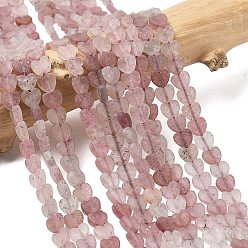 Клубничный Кварц Природного кварца клубники нитей бисера, матовые, сердце, 6x6.5x2.5 мм, отверстие : 0.8 мм, около 75~76 шт / нитка, 15.12''~15.16'' (38.4~38.5 см)