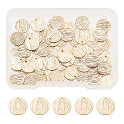 Настоящее золото 18K 60 шт. Латунные подвески, долговечный, щеткой, плоско-круглые, реальный 18 k позолоченный, 9x0.4 мм, отверстие : 1 мм