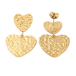 Настоящее золото 14K Ионное покрытие (ip) 304 Серьги-гвоздики из нержавеющей стали с подвесками, сердце с пазом, реальный 14 k позолоченный, 38x22 мм
