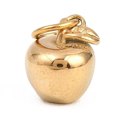 Яблоко 304 подвески из нержавеющей стали, золотые, яблочный шарм, 10x8.5 мм, отверстие : 4.5 мм