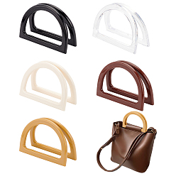 (52) Непрозрачная лаванда 10шт 5цвета ручки для сумок из смолы, форма буквы d, разноцветные, 8.5x12x0.85 см, Внутренний диаметр: 6.05x9.5 cm, 2 шт / цвет