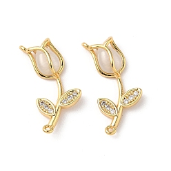 Настоящее золото 18K Латунные микро проложить кубического циркония подвески, цветок, с кошачий глаз, без никеля , реальный 18 k позолоченный, 21.5x10x4.5 мм, отверстие : 0.8 мм