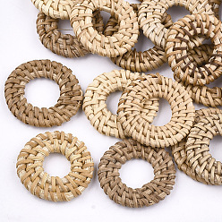 BurlyWood Handmade Reed Cane/Rattan Woven Linking Rings, For Making Straw Earrings and Necklaces,  Ring, BurlyWood, 28~34x4~5mm, Inner Diameter: 8~15mm