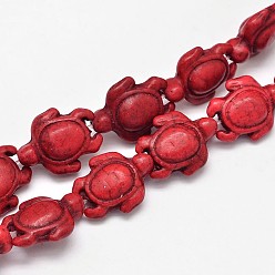 Red Dyed Synthetic Turquoise Beads Strands, Sea Turtle, Red, 17x14x6mm, Hole: 1.5mm, about 22pcs/strand, 14.2 inch