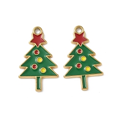 Рождественская елка 304 нержавеющей стальной эмали подвески, прелести рождественской тематики, ионное покрытие (ip), реальный 18 k позолоченный, рождественская елка, 25x15x1.5 мм, отверстие : 1.8 мм