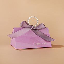 Серо-розавый Свадебное платье в европейском стиле, бумажные подарочные коробки для конфет с лентой, складные ящики для хранения на свадьбу, увядшая роза, 7.5x12.7x7.5 см