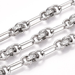 Платина Железные овальные звенья, несварные, с катушкой, платина, 8.5~9x3 мм, около 32.81 футов (10 м) / рулон