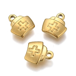 Golden 304 Edelstahl Reize, Sanitäter Charms, Sanitäter Charms, Sanitäter Charms, Krankenschwesterkappe, golden, 13x12x3 mm, Bohrung: 2 mm