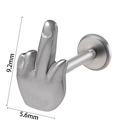 Body 304 безрезьбовая серьга-гвоздик из нержавеющей стали, козелок шпилька, плоская серьга сзади, цвет нержавеющей стали, тело, 8 мм, штифты : 1.2 мм