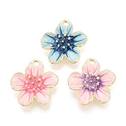 (52) Непрозрачная лаванда Стойки обшивки сплава эмали подвески, , без кадмия, без никеля и без свинца, золотые, разноцветные, 26.5x25.5x7 мм, отверстие : 3x2.8 мм