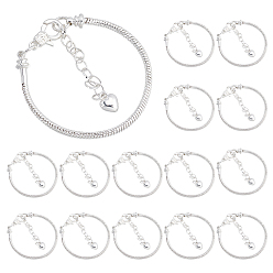 Argent 15 Bracelets en laiton et fer de style serpent pour femmes, argenterie, 6-1/2x1/8 pouce (16.5x0.3 cm)