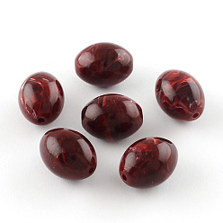 Dark Red Oval Imitation Gemstone Acrylic Beads, Dark Red, 20x15mm, Hole: 2mm, about 170pcs/500g