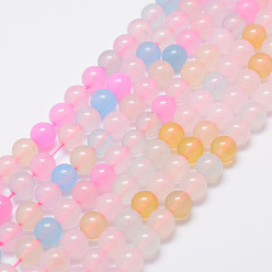 Mixed Color Natural Chalcedony Beads Strands, Dyed, Round, Mixed Color, 12mm, Hole: 1mm, about 31pcs/strand, 14.96 inch(38cm)