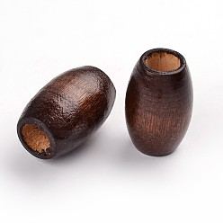 Coconut Brown Dyed Barrel Natural Wood Beads, Lead Free, Coconut Brown, 28~30x20mm, Hole: 8.5~10.5mm