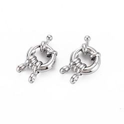 Платина Латунная застежка пружинного кольца, с поручнями/трубчатыми поручнями, без никеля , платина, 11.5 мм, отверстие : 2.5 мм