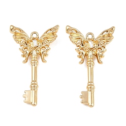Light Gold Подвески из сплава и хрустальных страз, Брелоки в виде бабочек для ключей, золотой свет, 34.5x20.5x4.5 мм, отверстие : 1.6 мм