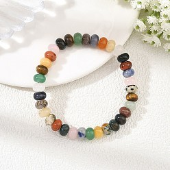 Farbig 8mm natürliche gemischte Edelstein-Rondelle-Heishi-Perlen-Stretcharmbänder, Farbig, Innendurchmesser: 2.17 Zoll (5.5 cm)
