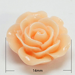 Персиковый Слойка Непрозрачные кабошоны из смолы, цветок, розовые, 14x6 мм