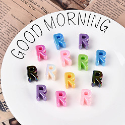 Letter R УФ-покрытие непрозрачные акриловые европейские бусины, бусины с большим отверстием, разноцветные, Буква R, 20.5x14.5x13.5 мм, отверстие : 6 мм