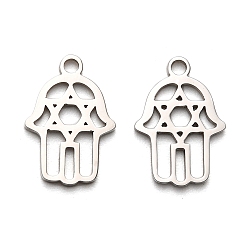 Eye Не тускнеющие 316 подвески из хирургической нержавеющей стали, лазерная резка, хамса рука/рука мириам очарование, цвет нержавеющей стали, глаз, 15x10.5x1 мм, отверстие : 1.6 мм