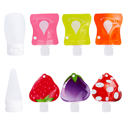 Mixed Color Portable Empty PET Plastic Point Bottle Sets, Waterproof Squeeze Bottle Bag, for Shower, Shampoo, Cosmetic, Emulsion Storage, Mixed Color, 114x90mm, 8pcs/set