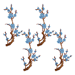 Темно-Голубой Нашивки на одежду из полиэстера, цветка сливы, глубокое синее небо, 430x205x1.5 мм