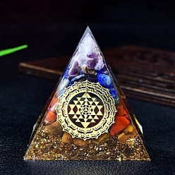 Смешанные камни Пирамида из натурального драгоценного камня или оргона, портивный генератор энергии, Целебная каменная пирамида для борьбы со стрессом, принести удачу и богатство, 60 мм