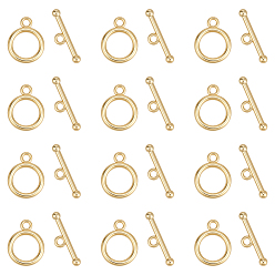 Настоящее золото 18K 12шт. стойка с покрытием латунные застежки-рычаги, долговечный, без свинца и без кадмия, реальный 18 k позолоченный, Кольцо: 18x14x2 mm, отверстие : 2.5 мм, бар: 22x6.5x3.5 mm, отверстие : 2 мм