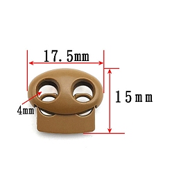 Peru Zinc Alloy Spring Cord Locks, 2 Hole Drawstring Toggle Spring Clasp, Peru, 17.5x15mm, Hole: 4mm