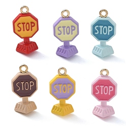 Mixed Color Alloy Enamel Pendants, Indicator Charms, Golden, Mixed Color, 20x10.5x8.5mm, Hole: 1.6mm