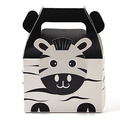 Zebra Paper Cupcakes Boxes, Portable Gift Boxes, for Wedding Candy Boxes, Square with Animal Pattern, Zebra Pattern, 8.5x11.5x15cm
