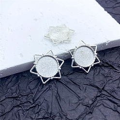 Silver Alloy Pendant Cabochon Setting, Star of David, Silver, Tray: 12mm, 21x21mm, 10pcs/set