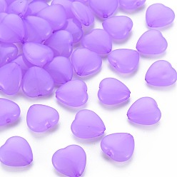 Dark Orchid Transparent Acrylic Beads, Dyed, Heart, Dark Orchid, 13.5x14x6mm, Hole: 1.5mm, about 775pcs/500g