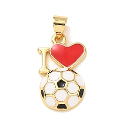 Сердце Латунь эмаль подвески, прелести футбола, золотые, сердце прелести, 20.5x12x4.5 мм, отверстие : 5x3 мм