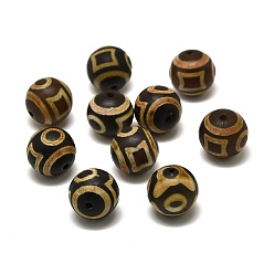 Тибетский Агат Бусины дзи небо и земля в тибетском стиле, природных бисера агат, круглые, 14 мм, отверстие : 1.4 мм