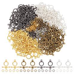 (52) Непрозрачная лаванда Сплавочные застежка тоггл тибетского стиля, с железными открытыми кольцами, разноцветные, Кольцо: 11 мм, 16 мм длиной, бар : 19 mm длиной, отверстие : 1.5 мм