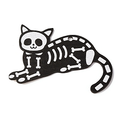Cat Shape Большие деревянные подвески с принтом в стиле Хэллоуина, форма кошки, 67x89x2.5 мм, отверстие : 4 мм