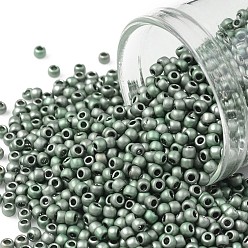 (512F) High Metallic Frost Blue Haze TOHO 11/0 Round Beads, Japanese Seed Beads, Matte Nickel Plating, (512F) High Metallic Frost Blue Haze, 2.2mm, Hole: 0.8mm, about 50000pcs/pound