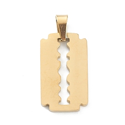Golden Ion Plating(IP) 304 Stainless Steel Pendants, Rectangle, Golden, 20x12x1.5mm, Hole: 4.5x3mm