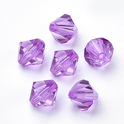 Dark Violet Transparent Acrylic Beads, Bicone, Dark Violet, 6x5.5mm, Hole: 1.5mm, about 6120pcs/500g