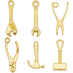 Настоящее золото 18K 60 шт 6 стиль подвески из сплава, без кадмия, без никеля и без свинца, разнообразные, реальный 18 k позолоченный, 20.5~24x6~13x2~4.5 мм, отверстие : 1.6~5 мм, 10 шт / стиль
