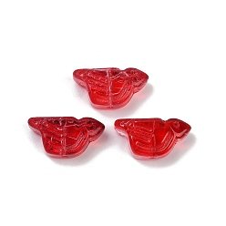 Красный Прозрачные стеклянные бусины, птица, спекающийся лак, красные, 10x20x8 мм, отверстие : 1.2 мм