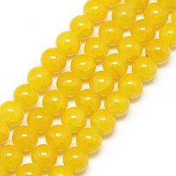 Gold Baking Painted Crackle Glass Bead Strands, Round, Gold, 8mm, Hole: 1.3~1.6mm, about 100pcs/strand, 31.4 inch