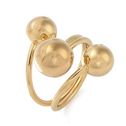 Настоящее золото 18K Ионное покрытие (IP) 304 регулируемые манжеты из нержавеющей стали для женщин, тройное круглое кольцо, реальный 18 k позолоченный, внутренний диаметр: 21 мм